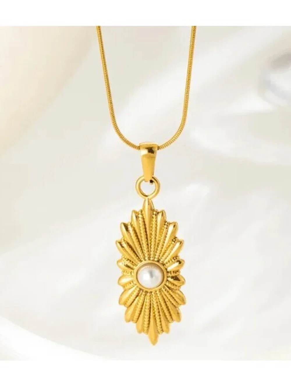 Sun Pattern Electroplated Necklace For Adults In Titanium